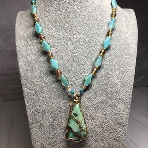 Handcrafted pendant necklace crystal glass beads